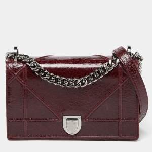 Dior Red Crackled Patent Leather Small Diorama Shoulder Bag