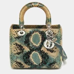 Pre Owned Dior Multicolor Python and Sequins Medium Lady Dior Tote