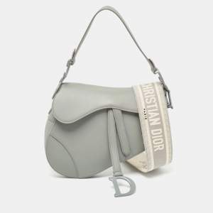 Pre Owned Dior Grey Ultramatte Leather Saddle Shoulder Bag