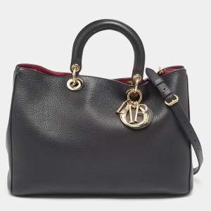 Pre Owned Dior Black Leather Large Diorissimo Shopper Tote
