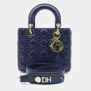 Dior Blue Leather Small Lady Dior Tote Bag