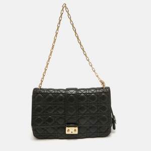 Dior Black Cannage Leather Large Miss Dior Shoulder Bag
