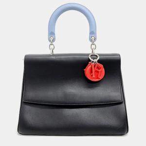 Prada Black/Blue Pebbled Leather Medium Be Dior Top Handle Bag 