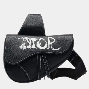 Dior x Peter Doig Black Saddle Crossbody Bag