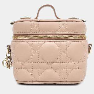 Dior Beige Cannage Leather Micro Vanity Shoulder Bag