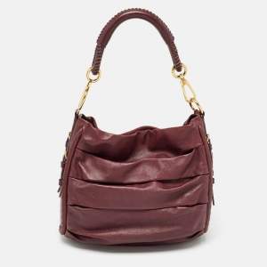 Dior Burgundy Pleated Leather Libertine Hobo