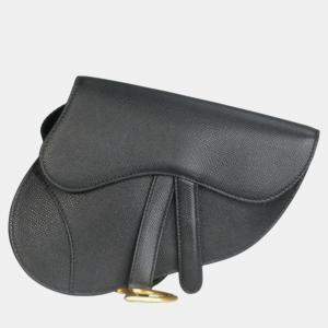 Dior Black Leather Saddle Belt Bag