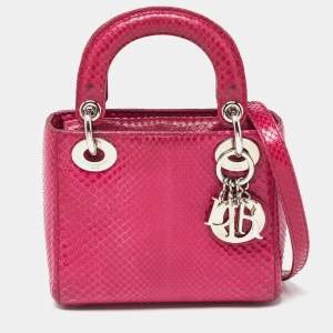 Dior Pink Python Mini Lady Dior Tote