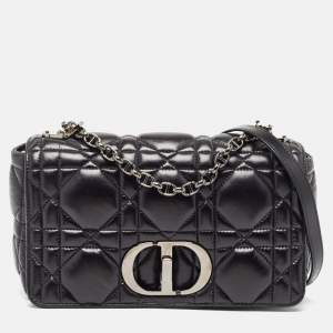 Dior Black Cannage Leather Medium Caro Shoulder Bag