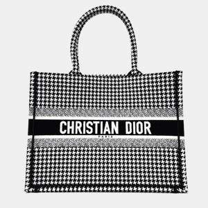 Dior Black Houndstooth Canvas Book Tote Bag