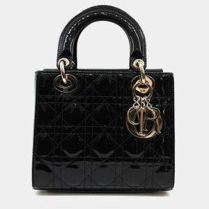 Dior Black Patent Leather Small Lady Dior Tote Bag