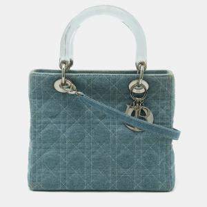 Dior Blue Denim Medium Lady Dior Tote Bag