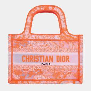 Dior Neon Orange Canvas Mini Book Tote Bag