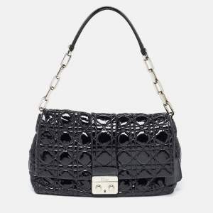 Pre Owned Dior Black Cannage Patent Leather Miss Dior Promenade Shoulder Bag