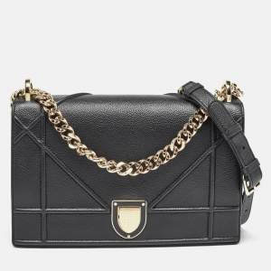 Dior Black Leather Medium Diorama Shoulder Bag