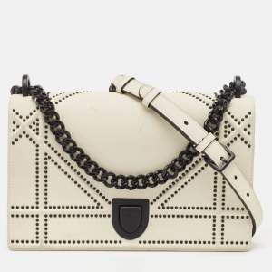 Dior White Leather Medium Diorama Flap Shoulder Bag