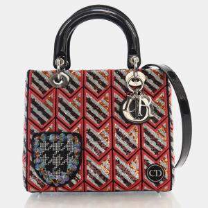 Dior Multicolor Leather and Sequin Medium Lady Dior Tote Bag