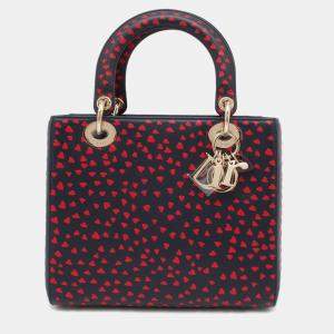 Pre Owned Dior Navy Blue Leather Medium I Love Paris Lady Dior Tote Bag