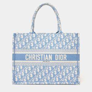 Dior Sky Blue Oblique Canvas Book Tote Bag