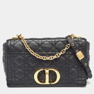 Dior Black Cannage Leather Medium Caro Shoulder Bag