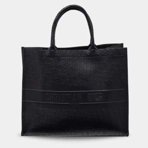 Pre Owned Dior Black Oblique Monogram Leather Large Book Tote