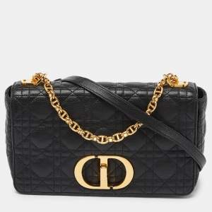 Dior Black Cannage Leather Medium Caro Shoulder Bag