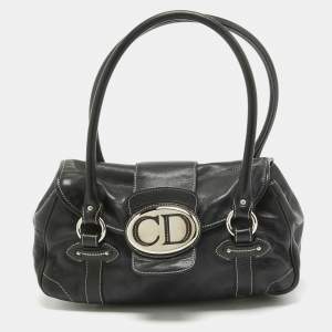 Pre Owned Dior Black Leather St. Germain Flap Satchel