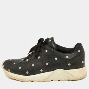 Dior Black Leather Polka Dot Low Top Sneakers Size 41