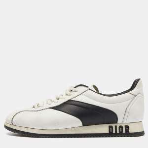 Dior White/Black Leather Low Top Sneakers Size 39