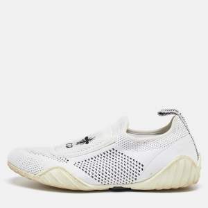 Dior White Knit Fabric D-Fence Sneakers Size 36.5