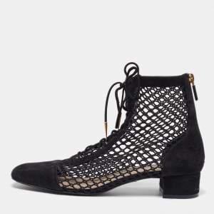 Dior Black Mesh and Suede Naughtily-D Boots Size 37.5