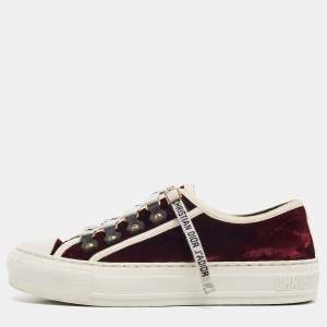 Dior Burgundy Velvet Walk'n'Dior Sneakers Size 35.5