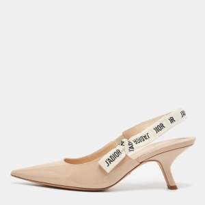 Pre Owned Dior Beige Patent J'Adior Slingback Pumps Size 39.5