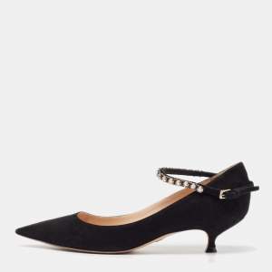 Pre Owned Dior Black Suede Mary Jane Pumps Size 38.5