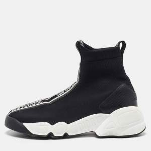 Pre Owned Dior Black Knit Fabric Two Point Zero High Top Sneakers Size 40