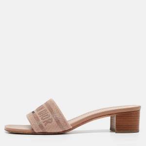 Dior Beige Canvas Dway Slide Sandals Size 39.5