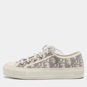 Dior White Canvas Rubber Walk'n'Dior Sneakers 36