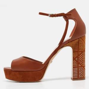 Dior Brown Leather and Suede Rainbow Stellar Sandals Size 39