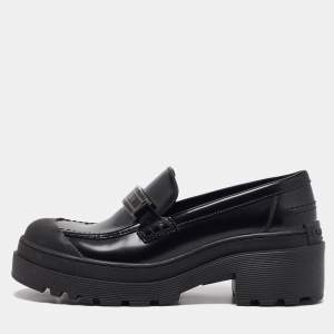 Dior Black Patent Leather Platform Loafers Size 37.5