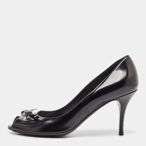 Dior Black Leather Bow Peep Toe Pumps Size 39