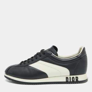 Dior Black/White Leather Diorun Low Top Sneakers Size 40.5