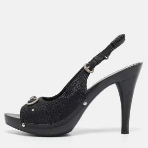 Dior Black Python Embossed Leather and Raffia Ankle Strap Sandals Size 39.5