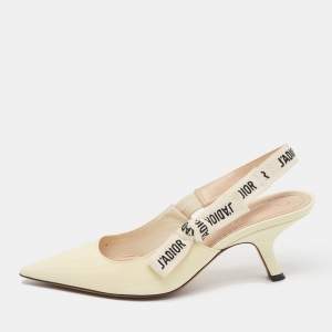 Pre Owned Dior Cream Patent J'Adior Slingback Pumps Size 37