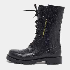 Pre Owned Dior Black Oblique Rubber Diorcamp Rain Boots Size 37