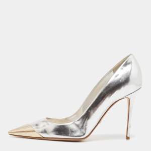 Dior Silver Leather Pointed Toe Pumps Size 42