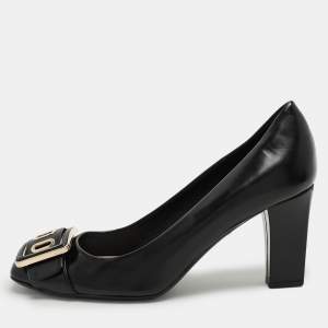 Dior Black Leather Buckle Embellished Pumps Size 37.5