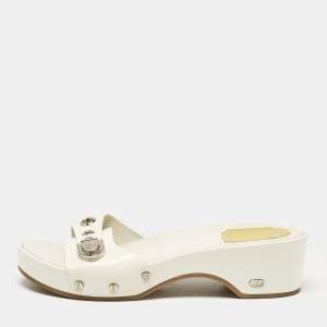 Dior Cream Patent Leather Slide Sandals Size 36.5