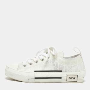 Dior White Oblique Mesh and Rubber B23 Low Top Sneakers Size 37.5
