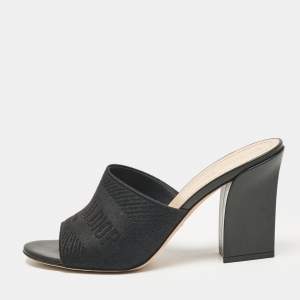 Dior Black Canvas Dway Slide Sandals Size 40