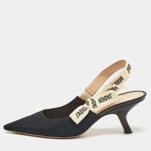 Dior Black Technical Fabric J'adior Slingback Pumps Size 37